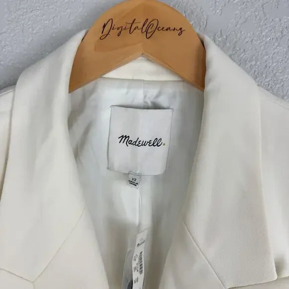 Madewell NWT Tuxedo Blazer Winter White L Double Breasted Ivory Office Timeless - Picture 8 of 11